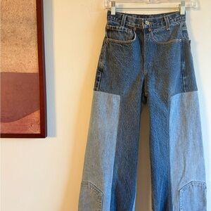 Re-worked Levi’s and Wrangler Two-Tone Denim Jeans